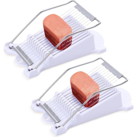 2er-Pack Fleischschneider, Eierschneider, Obstschneider, Edelstahldraht, kann 10 Scheiben Eier, Schinken, weiche Lebensmittel und Obst schneiden (weiß)