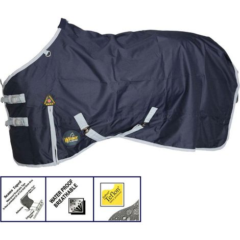 165 cm, Blu: Coperta da paddock impermeabile traspirante mezza stagione non imbottita Winner (1/3)
