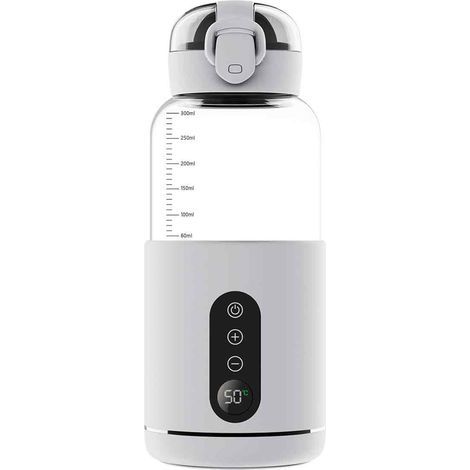 Scaldabiberon portatile senza fili, con temperatura regolabile, ideale per viaggi, attività all'aperto, auto e aereo - Bianco (300 ml) (1/5)