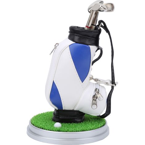 Mini porte-stylo de golf de bureau en alliage de zinc avec stylos de golf, coffret souvenir, bleu et blanc (1/5)