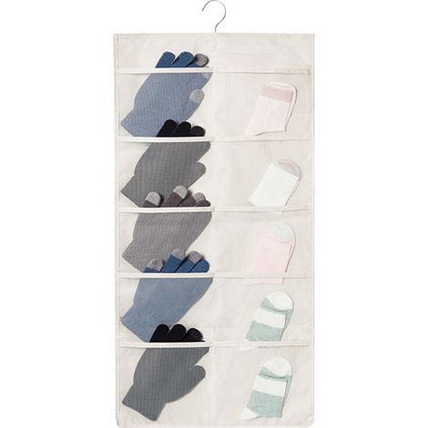 Organisateur de sous-vêtements suspendu en tissu Oxford double face, sac de rangement pour sous-vêtements, chaussettes et soutiens-gorge, 15 poches, beige (1/5)
