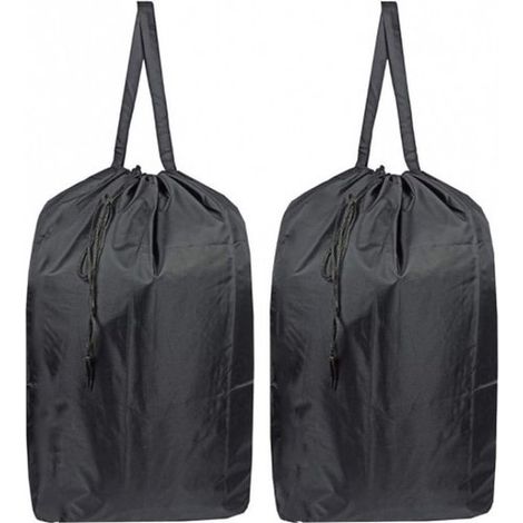 Cesto portabiancheria pieghevole nero con 2 sacchetti lavabili per la biancheria da viaggio, robusto, abbastanza grande per 3 carichi, nero, 61 cm (1/5)