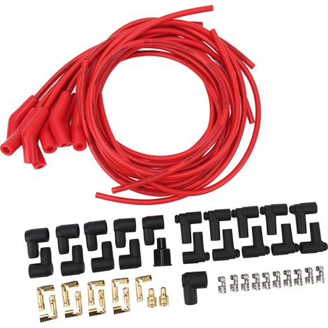 Kit de câbles d'allumage pour bougies d'allumage 45°/135° avec cache-poussière, haute performance, diamètre 8,5 mm, convient aux bougies d'allumage rouges Chevrolet. (1/5)