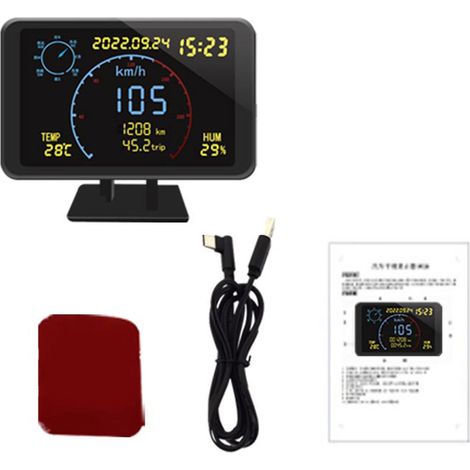 Tachimetro digitale GPS, contachilometri, schermo LCD da 4,7 pollici con HUD e allarme di velocità eccessiva per tutti i veicoli da 5 a 24 V.