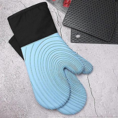 Gants de cuisine en silicone bleus (lot de 2) (1/5)