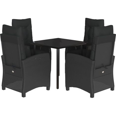 Set de muebles jardín 5 pzas con cojines ratán sintético negro vidaXL (1/5)