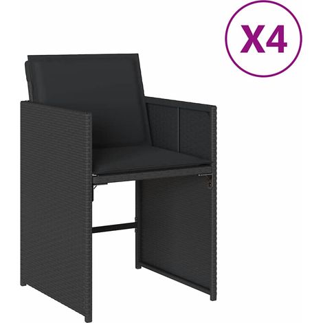Maison Exclusive - Gartenstühle mit Kissen 4 Stk. Schwarz Poly Ra