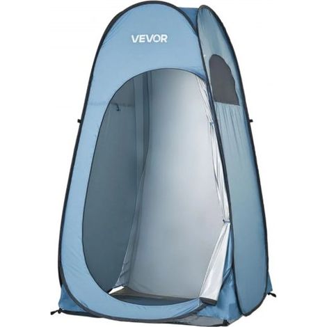 Pop Up Toilettenzelt 119x119x210 cm, Zelt mit Sofortaufbau, Umkleidezelt inkl. Heringen & Seilen & Tragetasche, aus 190T Polyester ideal für Camping Strand Angeln Blau (1/5)