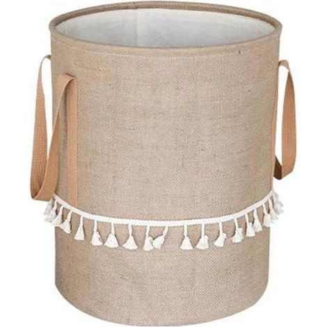 Faltbarer geflochtener Jute-Stoffkorb, Baumwollleinen, Aufbewahrungskorb für schmutzige Kleidung, Kinderspielzeug, Kleinigkeiten, Orga (1/5)