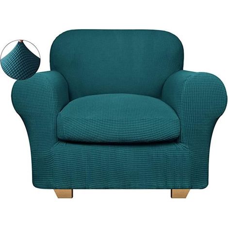 Housses de canapé 1 Place Avec Accoudoirs Housse pour Fauteuil Élastique Canapé Extensible avec Housse de Coussin - Vert foncé (1/4)