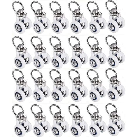 20 piezas de rodillos para riel de cortina de 38 x 20 mm, polea silenciosa, para accesorios de cortinas en baños y dormitorios (1/4)