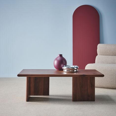 Table basse rectangulaire MDF effet noyer (1/5)