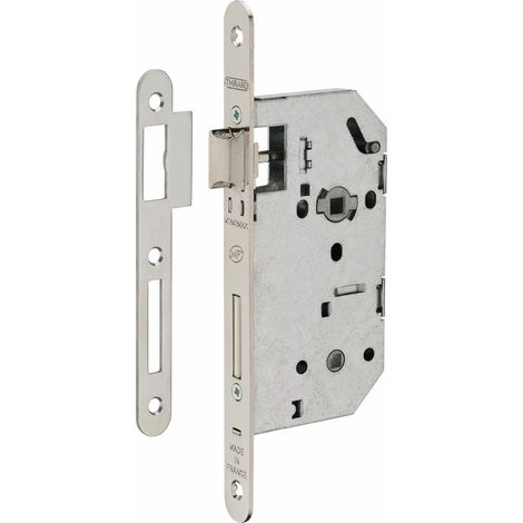 Serrure à larder NF type Monomax axe à 50 mm condamnation têtière nickelée avec gâche - FTH THIRARD