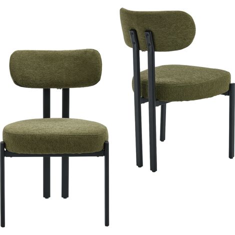 Wahson Set di 2 Sedie da Pranzo in Tessuto, Sedia Imbottita con Gambe in Metallo Sedia Moderna Design per Sala da Pranzo, Verde (1/5)