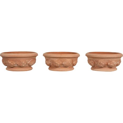 set di 3 Vasi terracotta grandi per piante 30x30x14 cm Made in Italy Vaso grande da esterno artigianale Vaso terracotta (1/5)