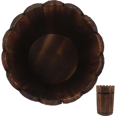 Jardinière D'extérieur Rustique Vintage Seau À Fleurs en Bois Carbonisé Bouilloire pour Compositions Faites À La Main Pot De Fleurs Rétro Décoration Idéale (1/5)
