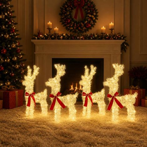 Renna di Natale 4 pz 160 LED Bianco caldo 33 x 12 x 55 cm vidaXL (1/5)