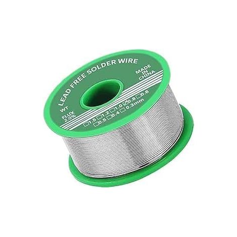 Fil de soudure sans plomb de 0,8 mm, alliage Sn99/Ag0,3/Cu0,7 (argent) avec âme en flux colophane, 20 g – pour électronique, circuits imprimés, bricolage et bijoux (1/5)