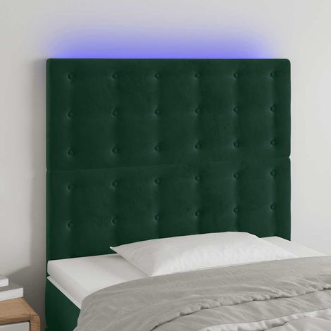 Tête de lit LED en velours vert foncé, hauteur réglable, 80 x 5 x 118/128 cm - PANGIVO (1/5)