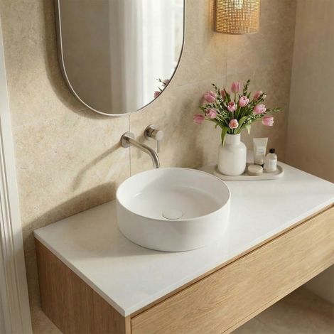 Ceramia PixL 36 x 36 x 13,5 cm lavabo sobre encimera Infinitio, sin rebosadero, blanco mate (CEPX3636WM)