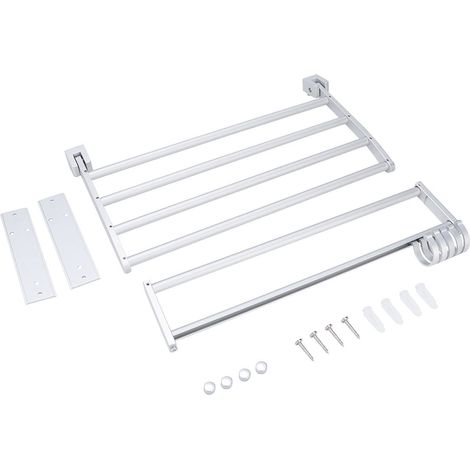 Doppelstöckiger, wandmontierter Handtuchhalter aus Aluminium für das Badezimmer, 37 cm Ablagefläche (1/5)