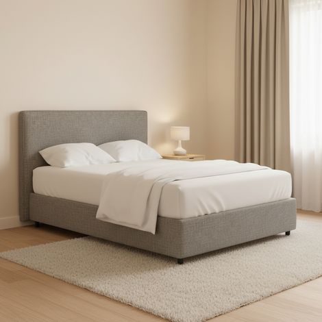Letto Piazza e Mezza Harlow, Sfoderabile, Contenitore Made in Italy, Grigio Cenere (1/5)