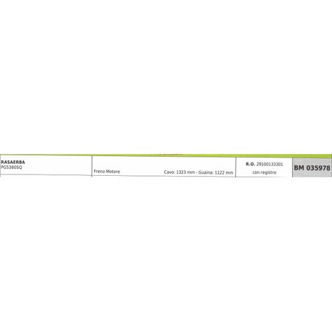 Motorbremskabel PROGREEN Rasenmäher PG5380SQ Kabel 1323 mm Hülle 1122 mm