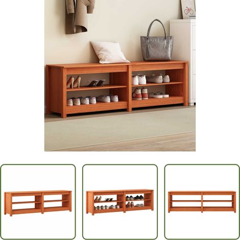 Schuhregal - Schuhbank mit Regal mit Speicher Wachsbraun 160 x 36,5 x 50 cm (1/5)