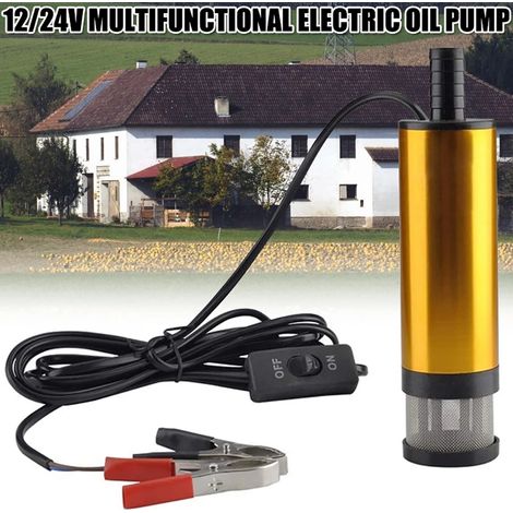 [Yuexinghui] Pompe à carburant électrique CC 12 V 38 mm dorée, pompe diesel, pompe submersible, pompe à huile, petite pompe à huile, pompe à eau (Pompe à huile dorée)