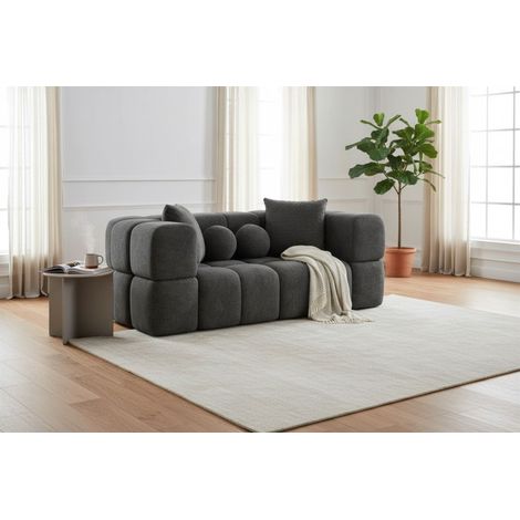 Sofa Designersofa VEGA 3-Sitzer in Stoff Egon Dunkelgrau (1/4)