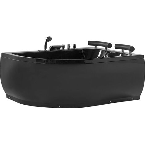 Corner Hot Tub with LED PARADISO Left Hand 1580 x 1130 mm Black