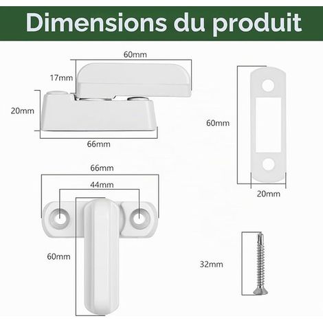 Window Handle, Window Handles, Door Handle for Child Safety, Installation for Home, Doors, Cupboards, Windows (1/2)
