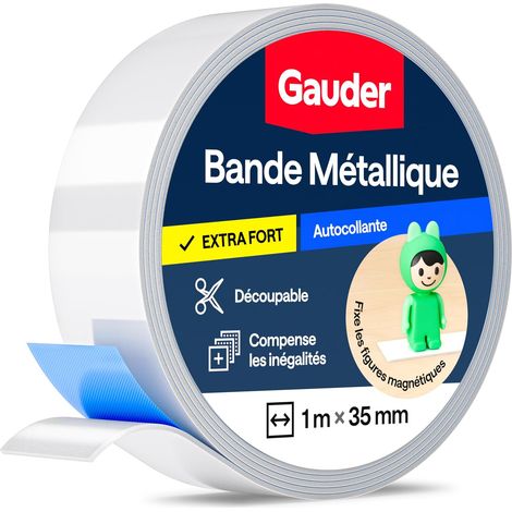 Bande métallique autocollante pour aimants (1 m x 35 mm) (1/5)