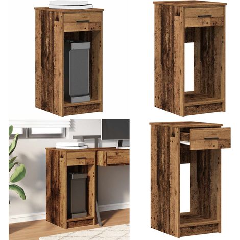 vidaXL Support de tour d'ordinateur avec tiroir vieux bois 35x45x77 cm (1/5)