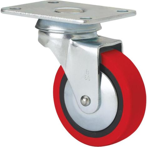 rueda giratora placa 10bsr50cp-ppi poliamix-poliur.rojo eje liso