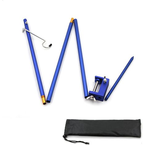 Poteau d'éclairage pliant en alliage d'aluminium pour camping avec lampe de table bleue (1/4)