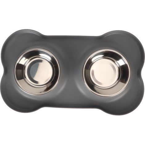 Les gamelles pour chiens empêchent les déversements antidérapants en acier inoxydable pour animaux de compagnie ensemble de bols de nourriture pour l'eau avec tapis en Silicone pour les petits, moyens (1/5)
