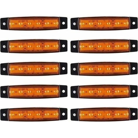 Lot de 10 Feux de Position LED Latéraux DC 12 V pour Camions, Bus et Remorques - Signalisation et Gabarit (1/4)