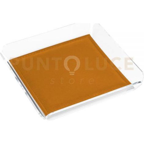 VUOTATASCHE ANYTHING CON CUSCINO IN CRISTALLO ACRILICO TRASPARENTE E ARANCIONE