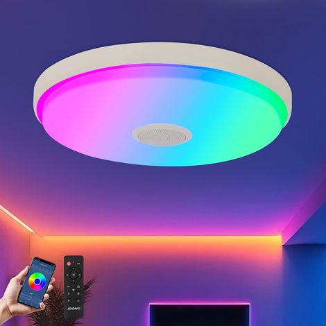 Led Deckenleuchte dimmbar 24W Bluetooth Deckenlampe, Ø30CM,Farbwechsel RGB Tageslichtweiß, mit weißes Rauschen für Kinderzimmer Schlafzimmer Küche