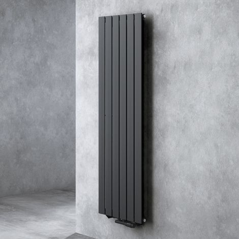 Doporro – Radiateur vertical à eau chaude 160x46cm – Acier inoxydable 810W – Design noir-gris – Montage mural pour gain de place