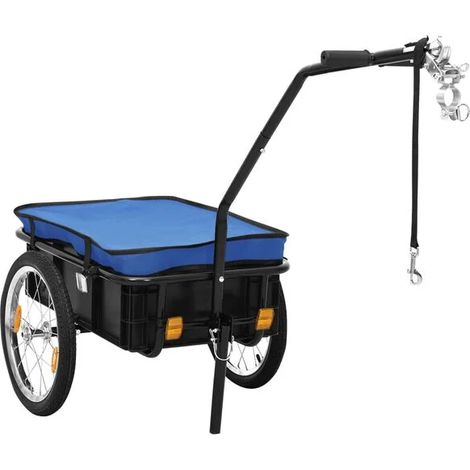 Remorque/chariot à vélo 155 x 60 x 83 cm, acier bleui