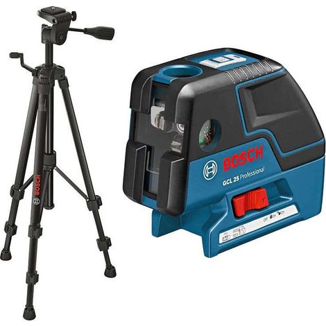 Bosch – Niveau laser 5 points et lignes 635 nm – Classe laser 2 – Portée 30 m – Étanchéité IP 54 – Trépied BT150 inclus (1/5)