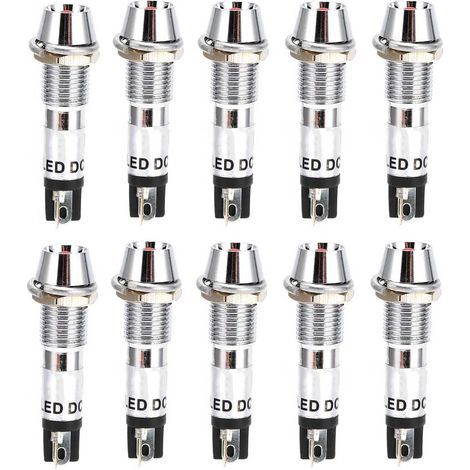 Indicateur lumineux AC 220V, 10 pièces, lampe de signalisation, trou de montage de 8mm, alimentation électrique, fonctionnement (1/5)