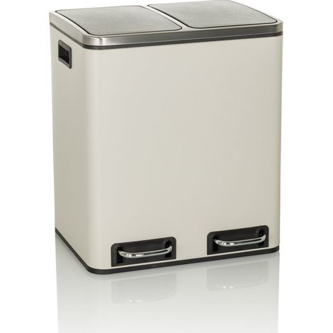 Abfallsammler / Mülltrennsystem Clean 9 - 30L (2x15L) Stahl beige hjh OFFICE (1/5)