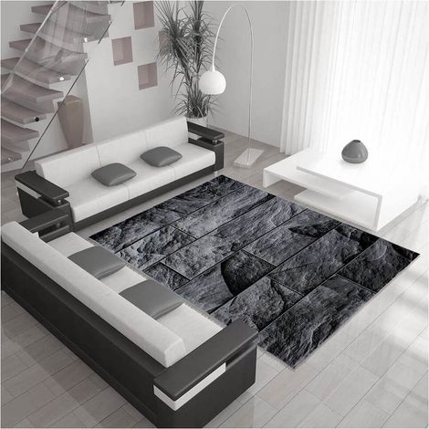 Tapis noir design pour salon rectangle Barkham Noir 160x230 (1/5)