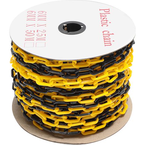 SWANEW Catena di segnalazione Catena in plastica gialla e nera di 6 mm di spessore per catene di sicurezza da 50 m (1/5)