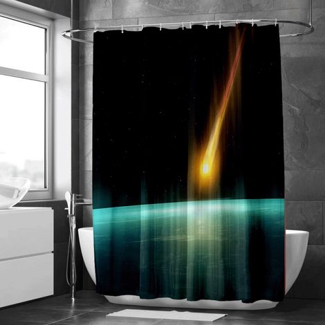 Rideau de douche nature automne, décoration chaleureuse, tissu de qualité, accessoire salle de bain - 90x180cm (1/5)