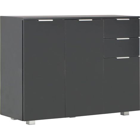 Maison Exclusive - Buffet Noir brillant 107x35x80,5 cm (1/5)