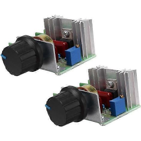 Lot de 2 variateurs de vitesse pour moteur à courant alternatif 220 V 2000 W à thyristors, régulateur de puissance réglable p2024112652 (1/4)